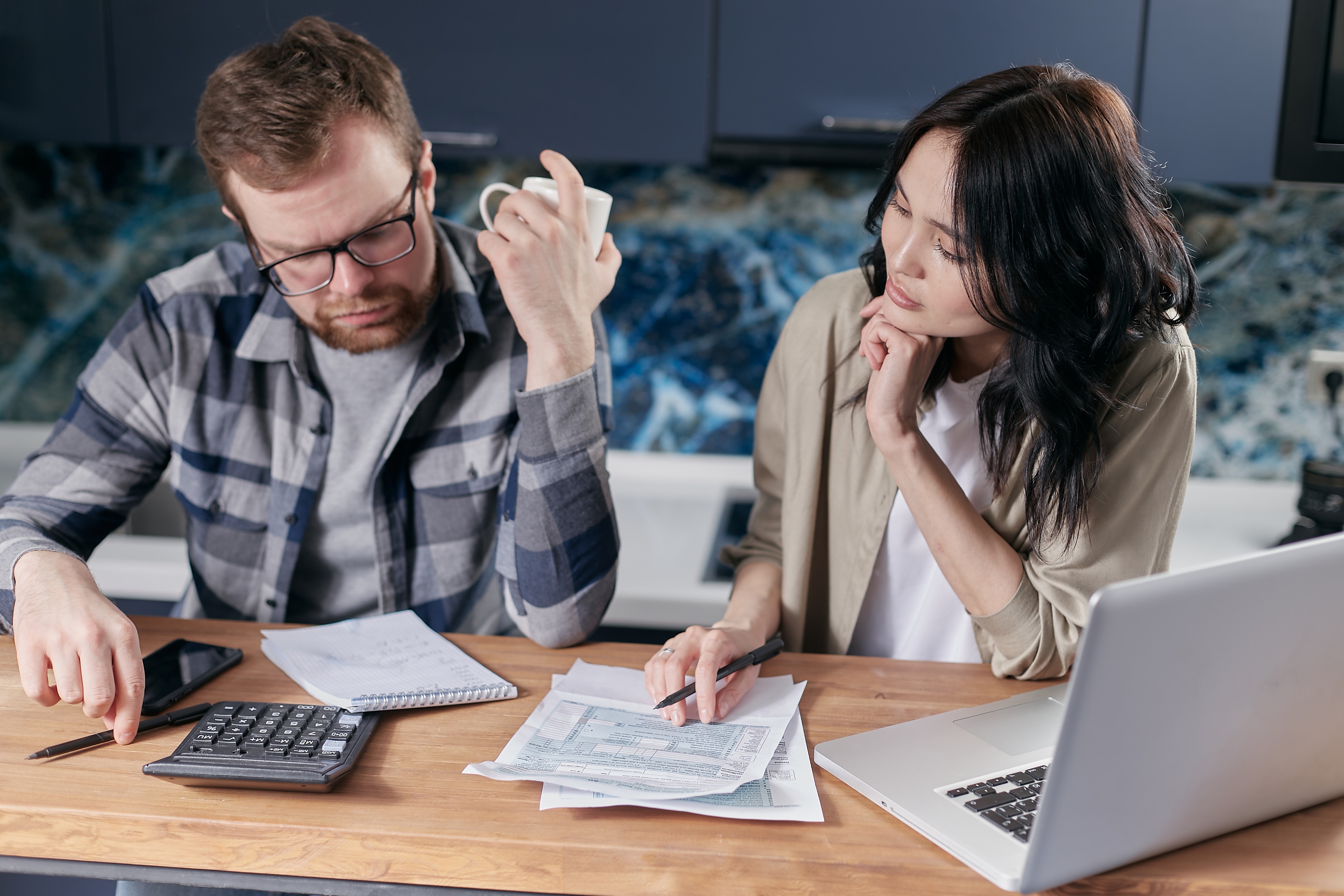 couple paying their bills