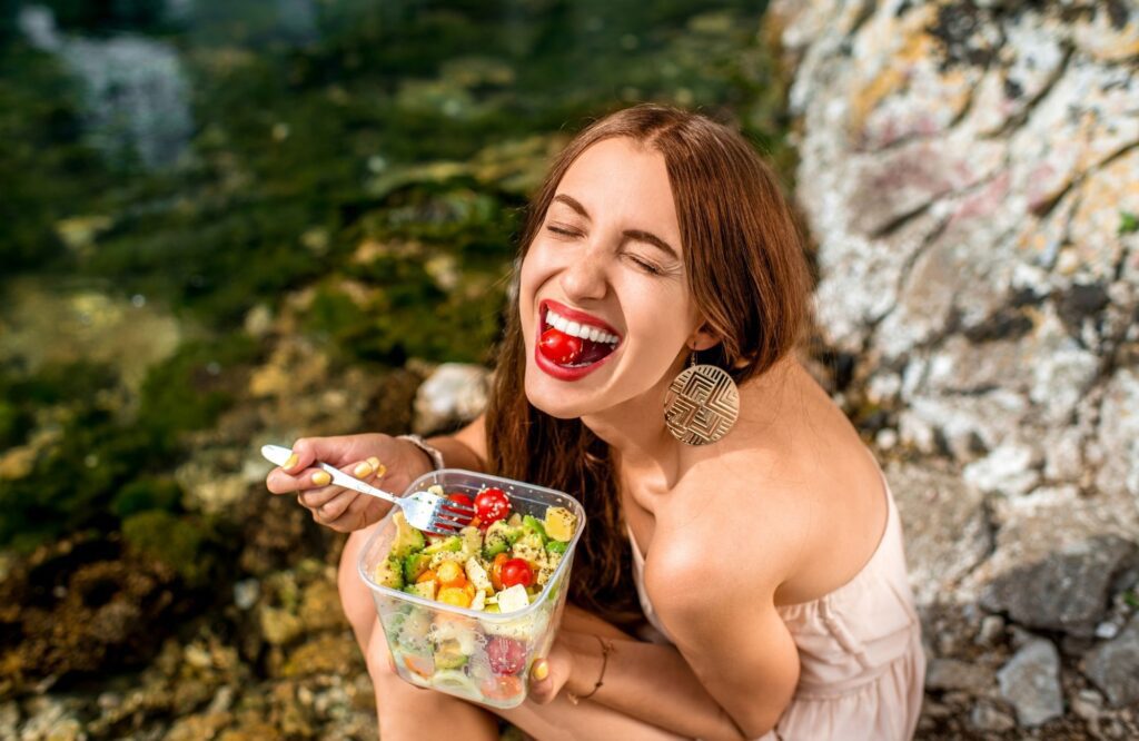 Woman eating a healthy salad