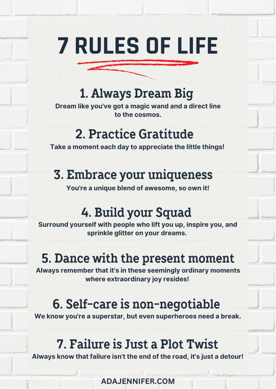 Printable 7 rules of life